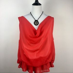 Timeless | Fiery Red-Orange Crepe Date Top | M